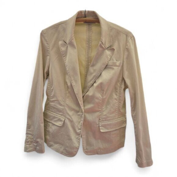 Coldwater Creek Jackets & Blazers - Coldwater Creek Size 12 Womens Khaki Cotton Blend Blazer Jacket